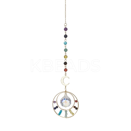 7 Chakra Natural & Synthetic Mixed Stone Beads Pendant Decorations HJEW-TA00109-1
