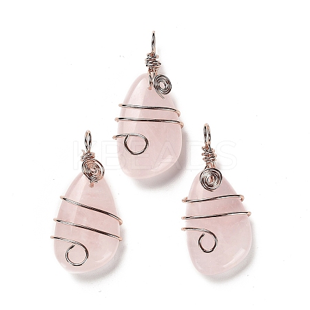Natural Rose Quartz Pendants G-F763-03RG-05-1