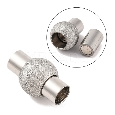 304 Stainless Steel Textured Magnetic Clasps with Glue-in Ends STAS-G008-1-1