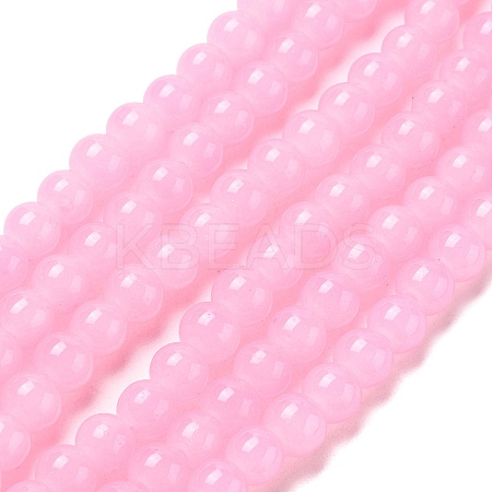 Baking Paint Imitation Jade Glass Round Bead Strands LS-DGLA-XCP0001-25-1