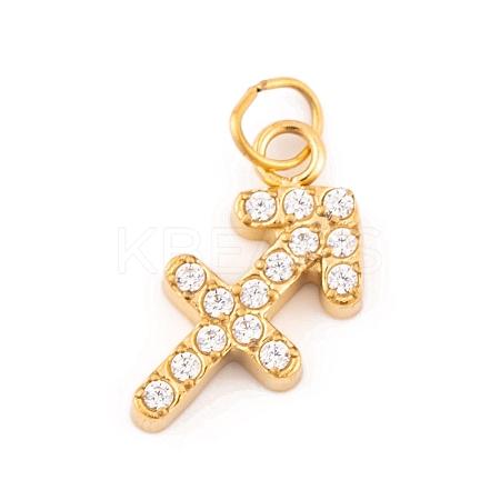 316 Stainless Steel Micro Pave Cubic Zirconia Pendants LS-STAS-K284-01F-G-1
