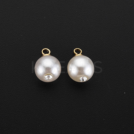 ABS Plastic Imitation Pearl Charms KK-N242-016-1