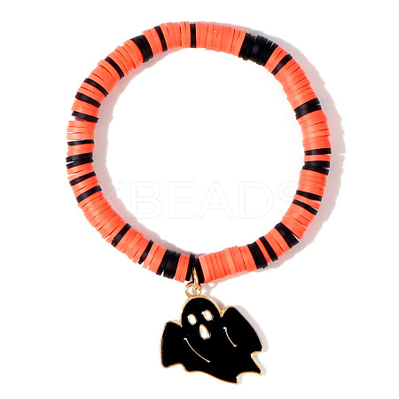 Ghostly Polymer Clay Heishi Stretch Bracelets BH7010-6-1