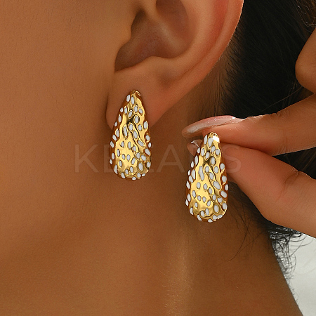 Vintage Roman Style 201 Stainless Steel Enamel Teardrop Earrings for Women CJ7441-2-1