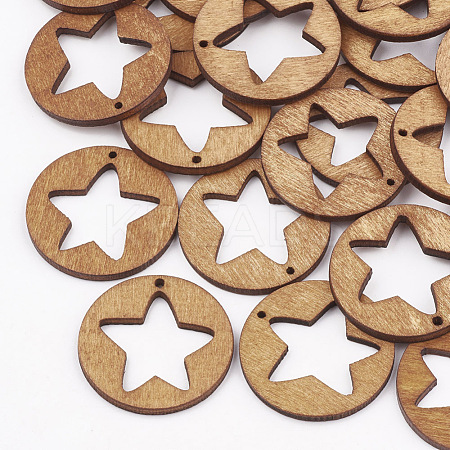 Pear Wood Pentacle Pendants WOOD-T010-08F-1