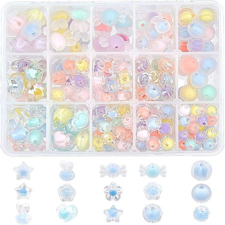 210Pcs 15 Style Transparent Acrylic Beads TACR-CA0001-06-1