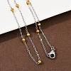 304 Stainless Steel 3MM Round Bead Cable Chain Necklaces for Women NJEW-G177-03A-GP-1