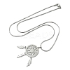 Bohemian 201 Stainless Steel Snowflake Woven Web/Net with Feather Pendant Necklaces NJEW-P327-07P-A-4