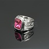 Rectangle 304 Stainless Steel with Cubic Zirconia Finger Rings for Men FS-WG909F6-18-1