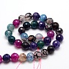 Dyed Natural Agate Faceted Round Beads Strands G-E320E-12mm-05-2