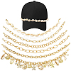 6Pcs 6 Styles Ocean Theme Cowrie Shell & Aluminum & Brass Alloy Cap Chain HJEW-SC0002-36-1