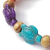 Beach Turtle Dye Synthetic Turquoise Beaded Stretch Barcelets BJEW-JB10297-01-3
