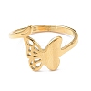Ion Plating(IP) 304 Stainless Steel Hollow Out Butterfly Adjustable Ring for Women RJEW-I097-03G-2