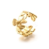 Flower 201 Stainless Steel Open Cuff Ring for Women RJEW-A053-02D-G-2