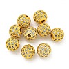Round Brass Micro Pave Cubic Zirconia Beads ZIRC-N016-01G-6MM-1