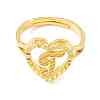 Real 18K Gold Plated Brass Alphabet Adjustable Rings RJEW-M139-18T-2