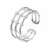 Non-Tarnish 304 Stainless Steel Bamboo Shape Open Cuff Ring RJEW-T023-04P-3