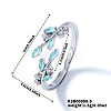 Exquisite Brass Cubic Zirconia Willow Leaf Cuff Rings for Women UN6923-9-1