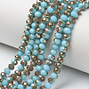 Electroplate Opaque Solid Color Glass Beads Strands EGLA-A034-P8mm-J03-1