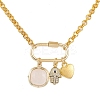 Iron & Natural Rose Quartz Pendants Necklaces NJEW-JN04905-1