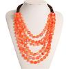 Flat Round Resin & Coconut Heishi Beaded Multi Layered Necklaces for Women FS-WGC6677-02-3