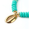 Shell Shape Cubic Zirconia Charm Stretch Bracelets Set for Teen Girl Women BJEW-JB06850-04-12