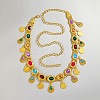 Ethnic Style Alloy with Acrylic Colorful Oval Link Chain Teardrop Tassel Waist Belly Chains for Women FS-WGB9AE6-01-3