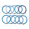 10Pcs 10 Styles Blue Color Palette Glass Seed Beaded Stretch Bracelets Sets BJEW-MZ00096-3