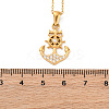 304 Stainless Steel Crystal Rhinestone Anchor Pendant Necklaces NJEW-Z057-01B-G-5