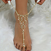 Summer Teardrop Brass Full Crystal Rhinestone Tassel Toe Ring Anklets for Women FS-WG8E204-03-1