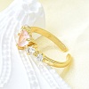 Brass Micro Pave Cubic Zirconia Open Cuff Rings for Women RJEW-F179-03G-5