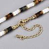 Column Natural Tiger Eyes & Kambaba Jasper & White Shell Beaded Necklaces for Women NJEW-T017-01G-4