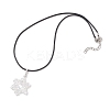 Electroplate Glass & TOHO Round Seed Beaded Snowflake Pendant Black Waxed Cotton Cord Necklaces for Women NJEW-MZ00125-4