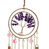 Wire Wrapped Natural Amethyst Chips Tree of Life Wind Chime HJEW-G028-04B-2