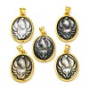 Natural Black Lip Shell Carved Nine Tailed Fox Pendants KK-D537-08G-02-1