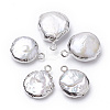 Electroplate Natural Baroque Pearl Keshi Pearl Pendants PEAR-Q008-08P-1
