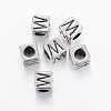 304 Stainless Steel Large Hole Letter European Beads LS-STAS-H428-01AS-W-1