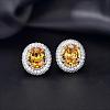 Brass Micro Pave Cubic Zirconia Stud Earrings for Women FF7693-1-1