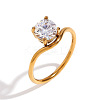 304 Stainless Steel with Clear Cubic Zirconia Finger Rings FS-WGBB24B-07-1