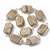 Edge Golden Plated Natural Picture Jasper Links connectors G-S359-034E-1