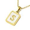 Ion Plating(IP) Rectangle with Initial Letter 304 Stainless Steel Pendant Necklace NJEW-R265-04G-S-1