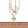 304 Stainless Steel Crystal Rhinestone Flower Pendant Double Layer Necklaces NJEW-R026-07G-5
