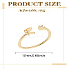1Pc Letter Brass Rhinestone Open Cuff Rings for Women AJEW-LP0004-47R-G-2