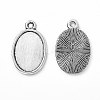 Tibetan Style Antique Silver Alloy Flat Oval Pendant Cabochon Settings LS-TIBEP-M022-36AS-2