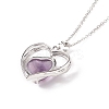 Heart Natural Mixed Stone Pendant Necklaces NJEW-JN03968-5