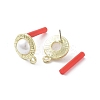 Rack Plating Golden Alloy with ABS Pearl Stud Earring Findings EJEW-B036-03G-05-2