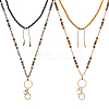 Natural African Bloodstone & Natural Tiger Eye & Glass Retractable Badge Reel with Chains HJEW-SC00158-1