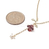 Alloy Enamel Rose with Butterfly Lariat Necklaces with 304 Stainless Steel Chains NJEW-JN04321-2