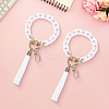 2Pcs Acrylic & Zine Alloy & PU Pendant Decoration KEYC-CL0001-44B-7