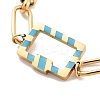 Golden Tone 304 Stainless Steel Enamel Rectangle Link Chain Bracelets for Women BJEW-K249-03G-01-2